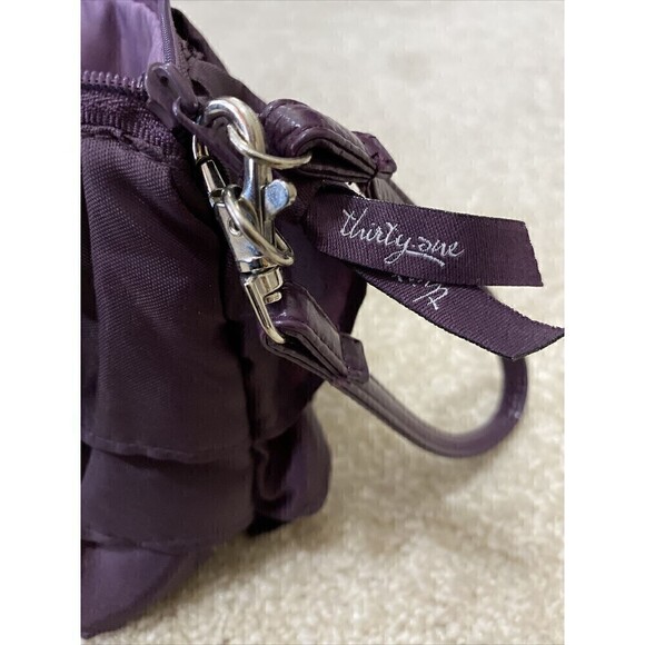 Thirty One Purple Ruffle Wristlet Plum Bag Handbag Clutch Wallet Nylon 608A - Picture 8 of 11